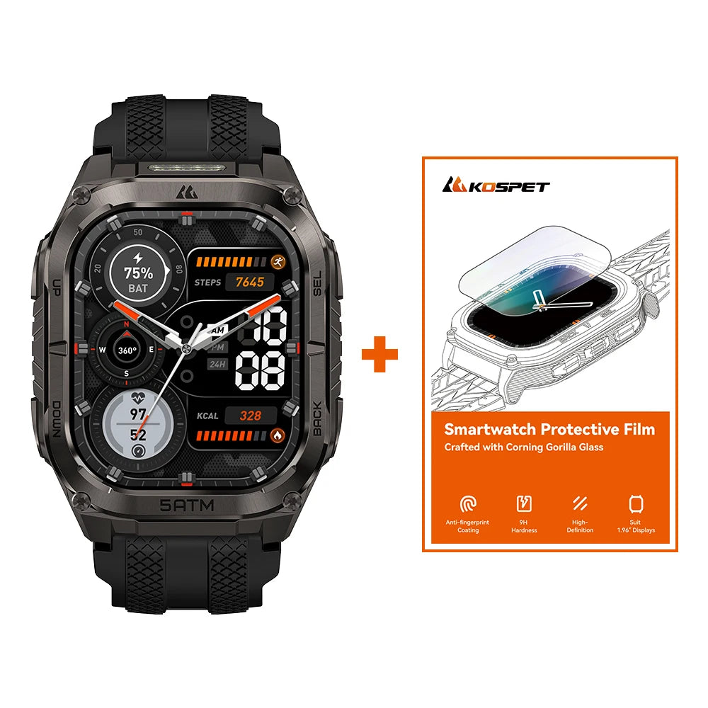 KOSPET Tank M4C GPS Smartwatch With Health Tracking And Flashlight