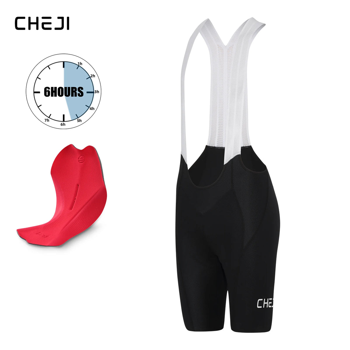 Cheji Men's Cycling Bib Shorts Seamless Construction, Comfortable, Quick-Drying and Breathable