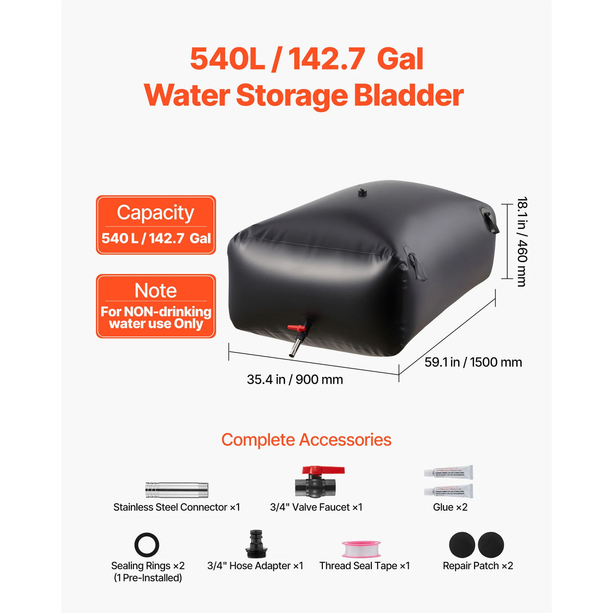 SucceBuy Water Storage Bladder TPU Soft Water Bag Portable & Collapsible Water Storage Containers for Camping Irrigation Outdoor
