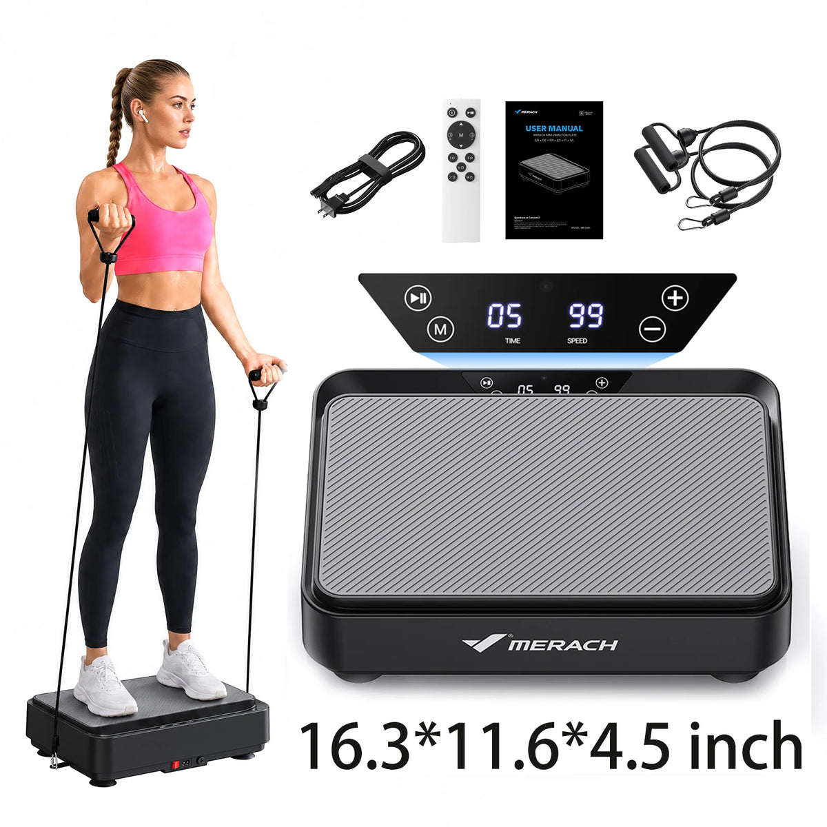 Vibration Plate Mini Low Noise LED Display Home Gym Equipment Fat Burning Weight Loss Whole Body Vibration Plate For Lymphatic Drainage Circulation Office Under Desk Compact Home Use