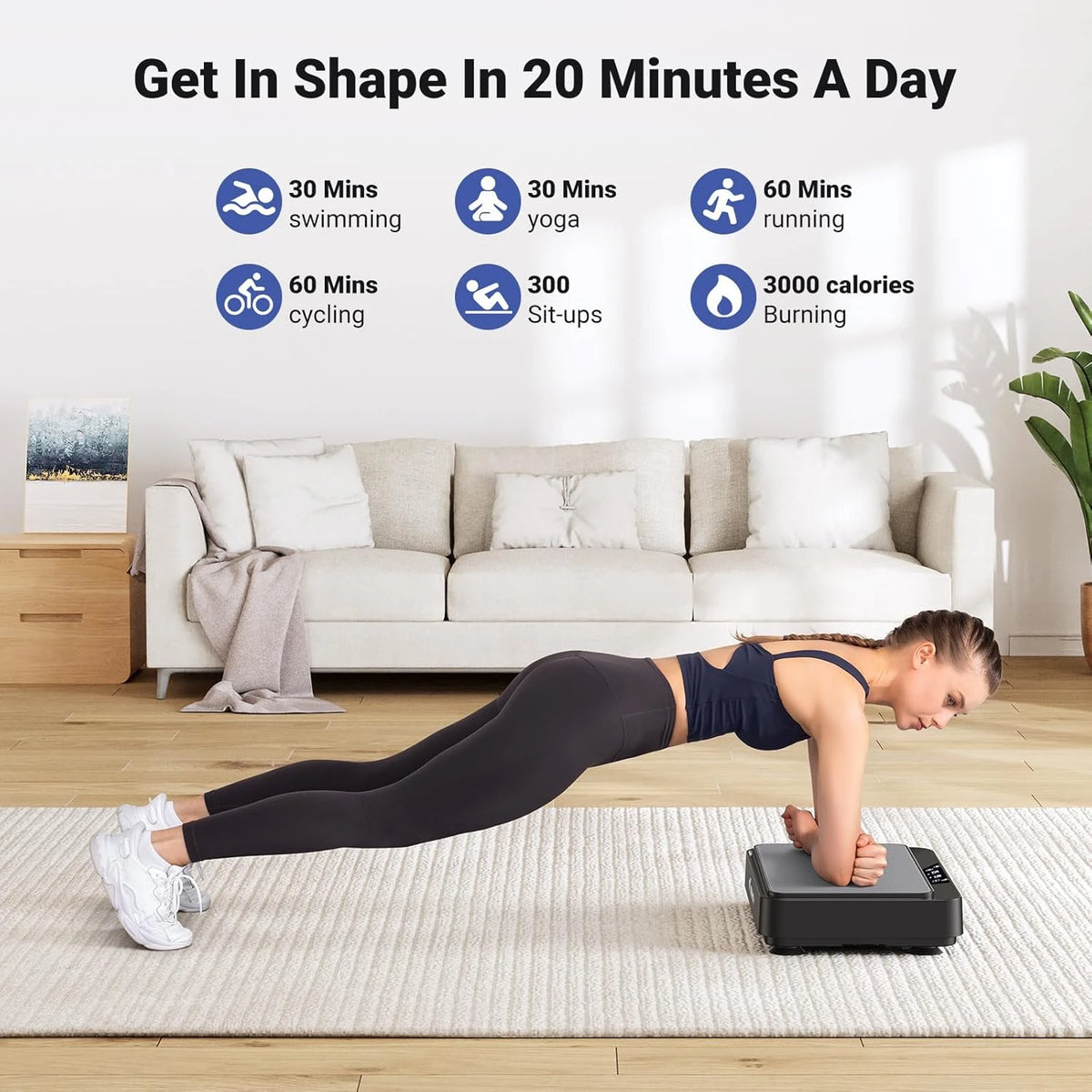 Vibration Plate Mini Low Noise LED Display Home Gym Equipment Fat Burning Weight Loss Whole Body Vibration Plate For Lymphatic Drainage Circulation Office Under Desk Compact Home Use