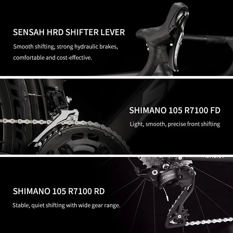 SAVA NEW A7L Carbon Road Bike, Adult Racing Bike, Equipped With Shimano 105 R7100, 24-Speed Hydraulic Brakes
