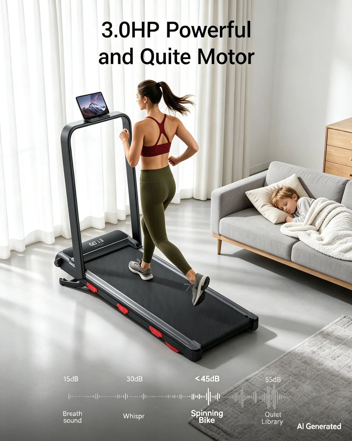 ROBORE  X9F 15% Auto Incline Treadmill, 7.5 MPH Folding Walking Pad with Safety Handle, Quiet Powerful Motor, 12 Speed Levels, 6-Layer Shock Absorption, LED Display Under Desk Treadmill for Home Workout, Walking, Jogging & Ru