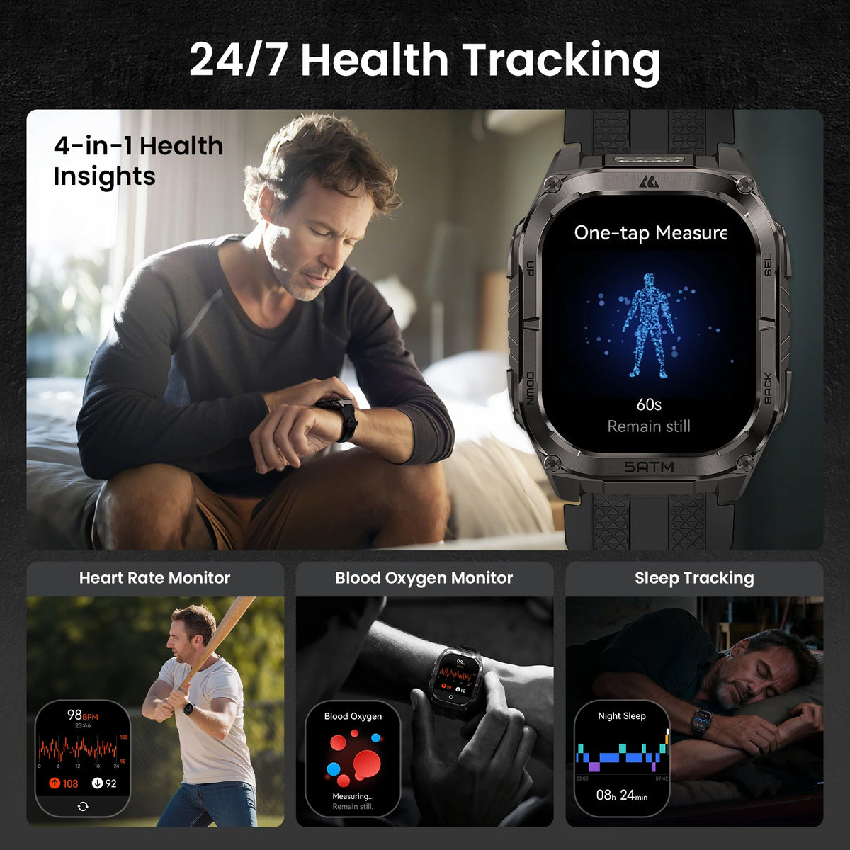KOSPET Tank M4C GPS Smartwatch With Health Tracking And Flashlight