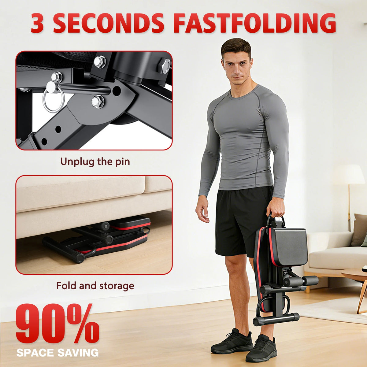14-in-1 Foldable Dumbbell Bench Weight Pre-Assembled Multi-Functional 1000 lbs 6 Adjustable Levels for Full Body Workout