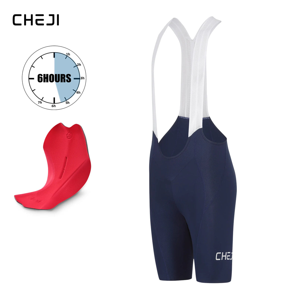 Cheji Men's Cycling Bib Shorts Seamless Construction, Comfortable, Quick-Drying and Breathable