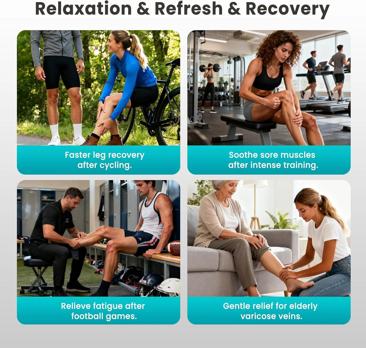 Air Compression Leg Massager for Circulation and Pain Relief, Cordless Full Leg Recovery Boots with Dual Controller