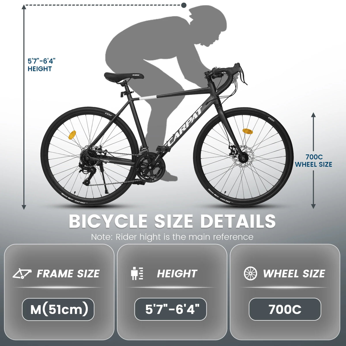 Ecarpat 16 Speed Aluminum Road Bike With Dual Disc Brakes