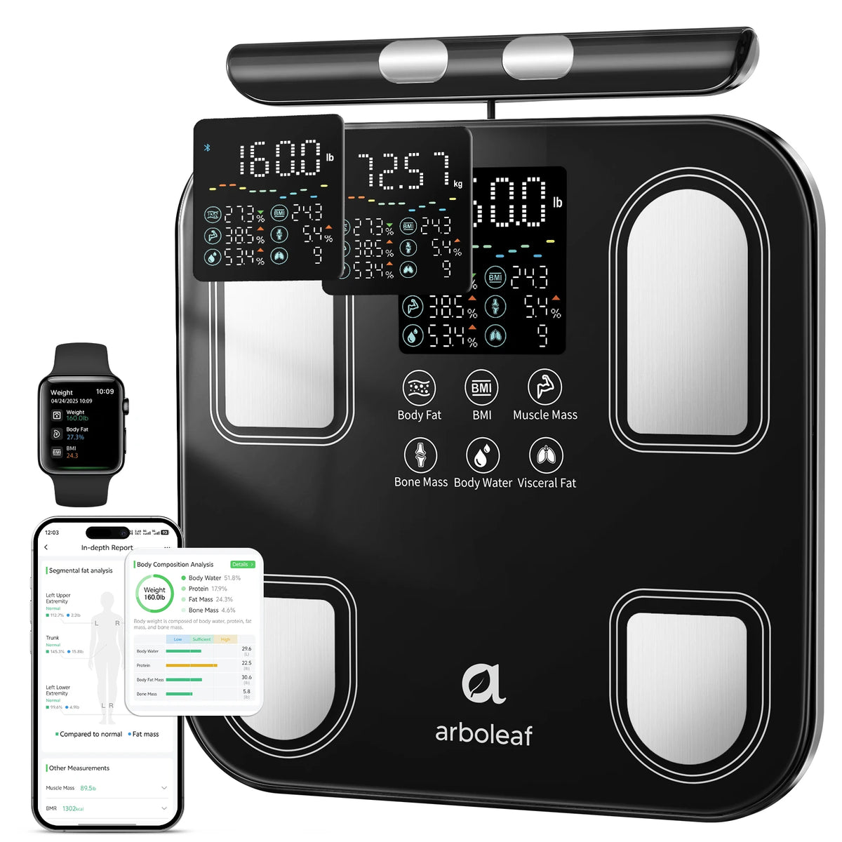 Arboleaf Smart Body Fat Scale With Retractable Handle And App