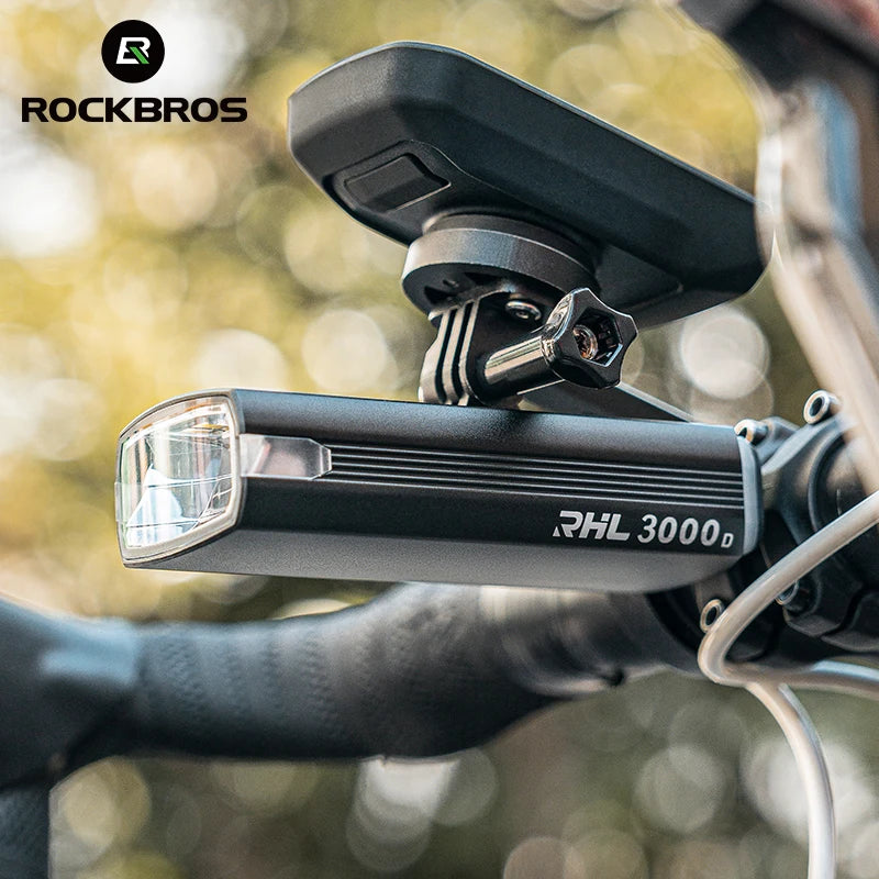 ROCKBROS 3000LM Bike Light 10000mAH Flashlight High-Low Beam Bicycle Front Light Powerbank Waterproof MTB Road Cycling Headlight