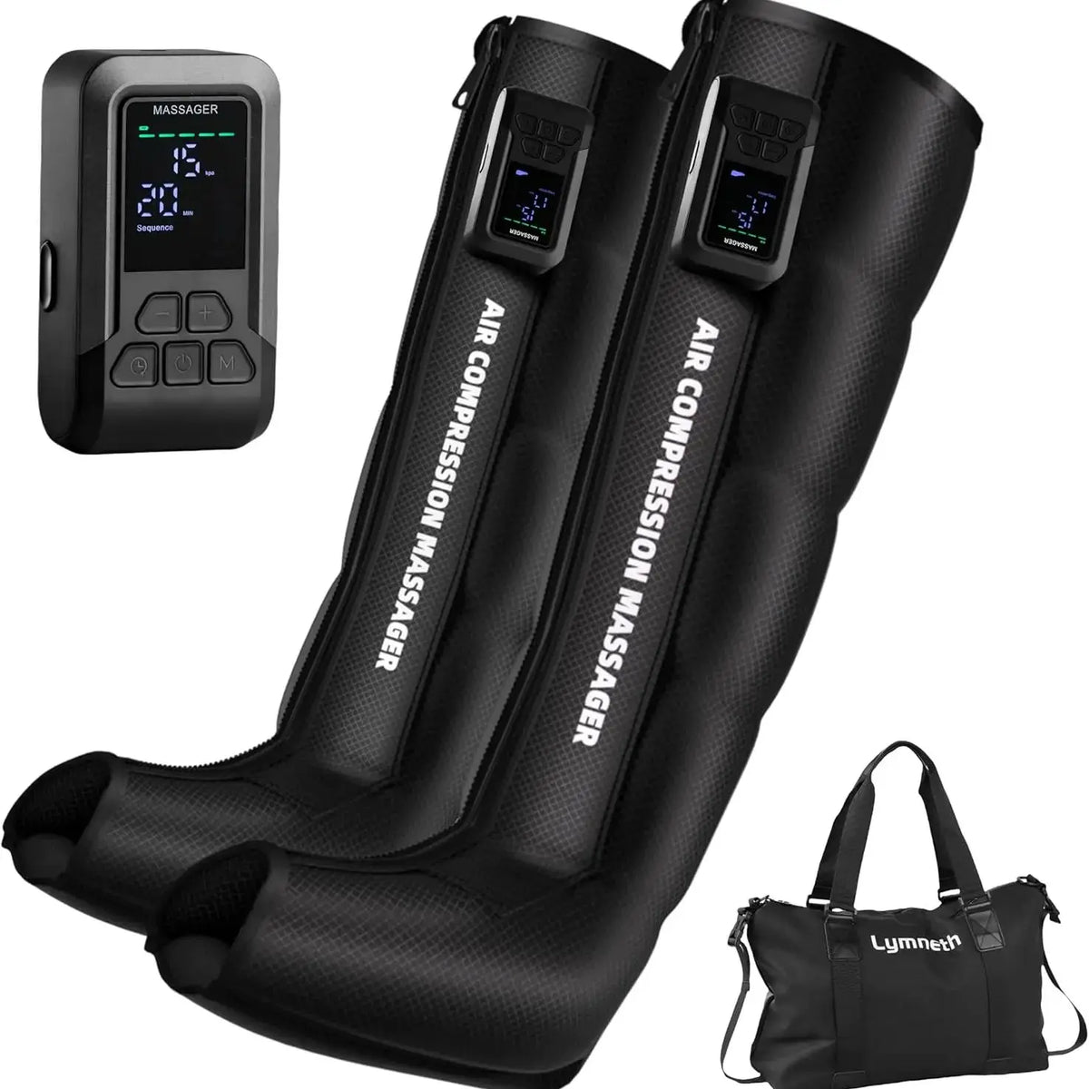 Air Compression Leg Massager for Circulation and Pain Relief, Cordless Full Leg Recovery Boots with Dual Controller
