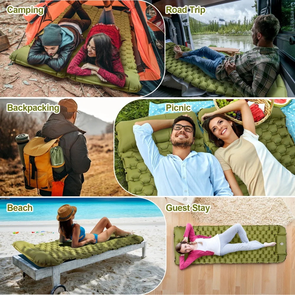 Night Cat Inflatable Sleeping Pad With Pillow And Foot Pump