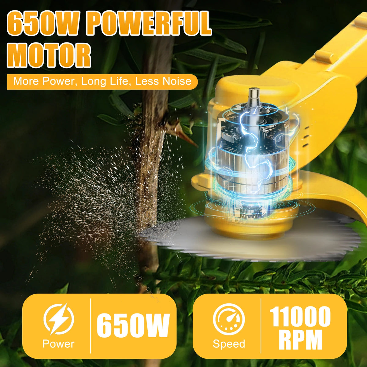Cordless Grass Trimmer Lawn Electric 21V With 2x24V BatteryFast Charger 2-in-1 650W Brush Cutter 18000 RPM for Yard Garden