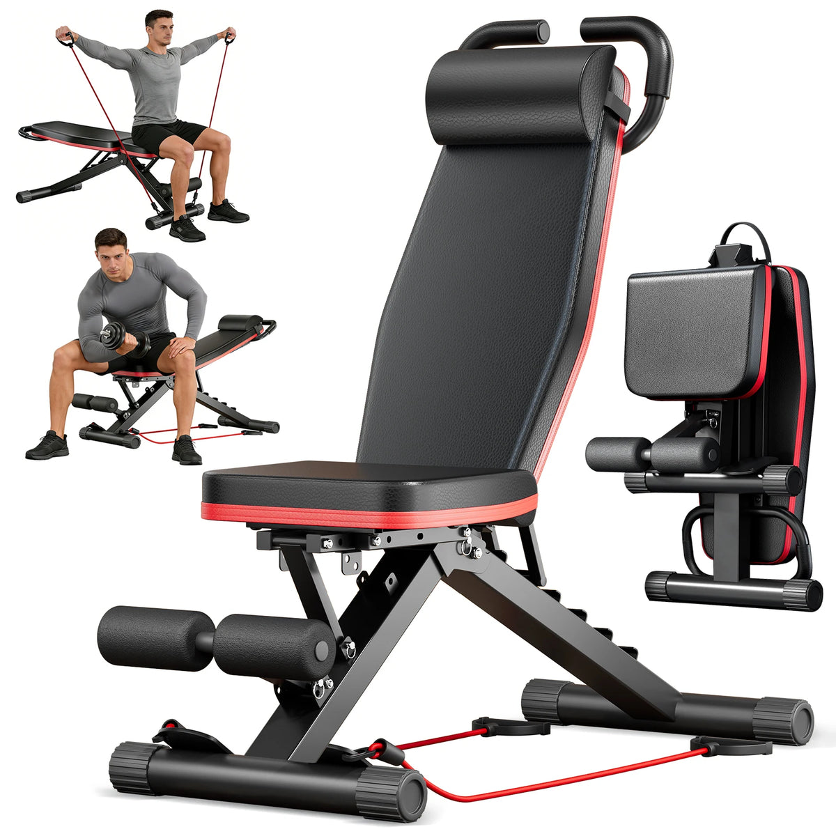 14-in-1 Foldable Dumbbell Bench Weight Pre-Assembled Multi-Functional 1000 lbs 6 Adjustable Levels for Full Body Workout