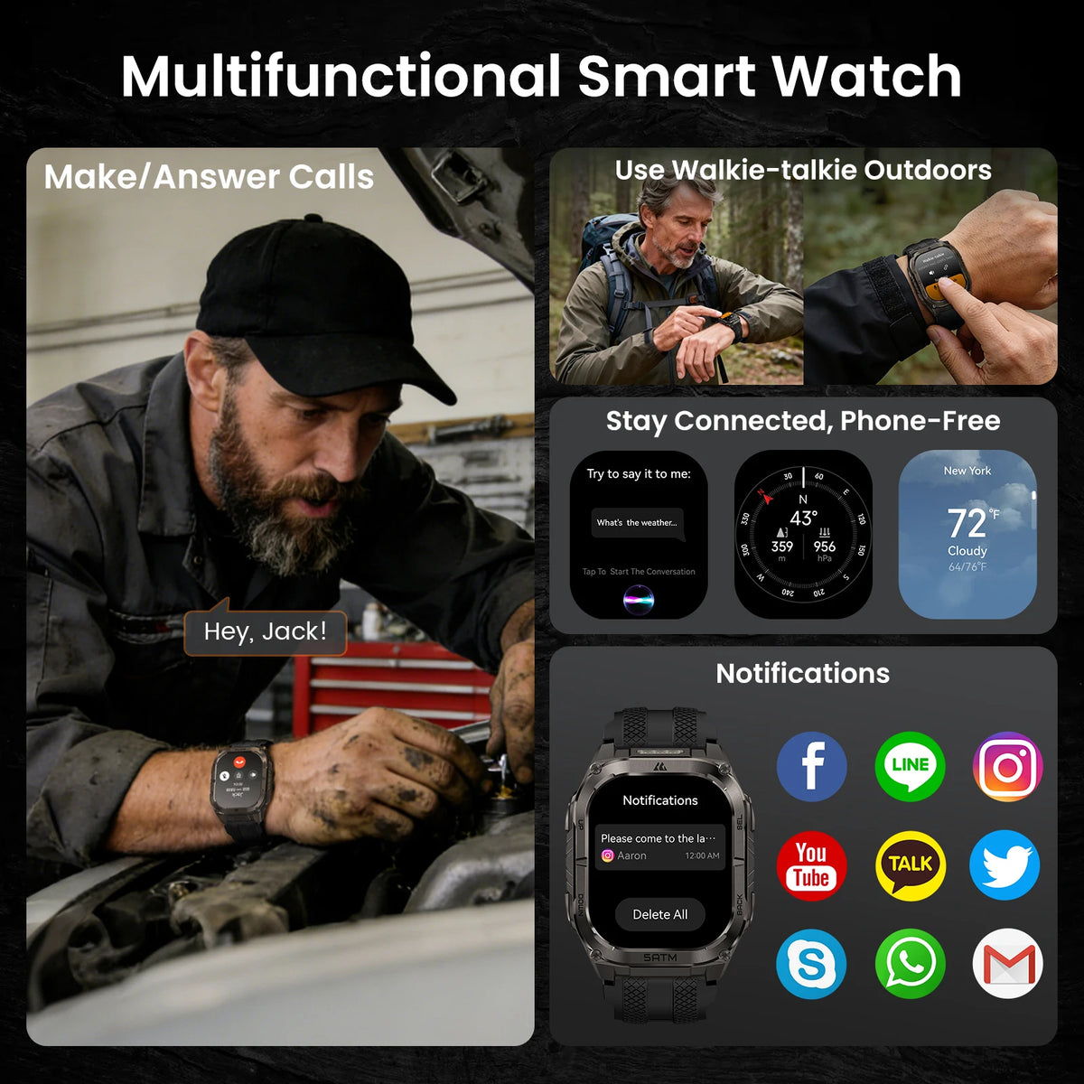 KOSPET Tank M4C GPS Smartwatch With Health Tracking And Flashlight