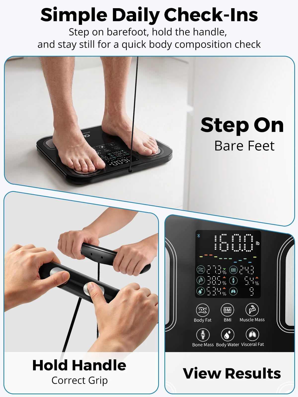 Arboleaf Smart Body Fat Scale With Retractable Handle And App