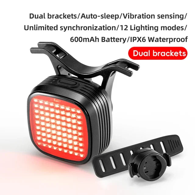 ROCKBROS Bike Rear Light Smart Sync Brake Sense Taillight 12 Modes IPX6 Rechargeable Rear Light MTB Road Cycling Accessories