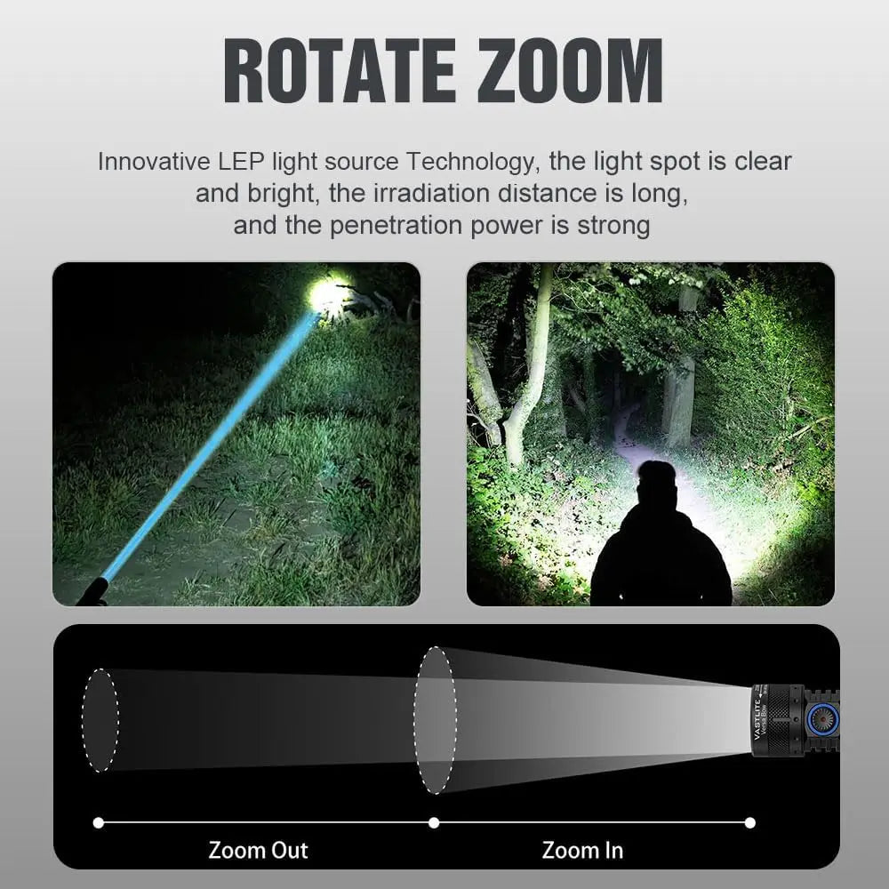 Vastlite Versa Bow Zoom 21700 LEP Flashlight 400LM Outdoor High Power Super Bright Torch Light Long Range Rechargeable Flashlight