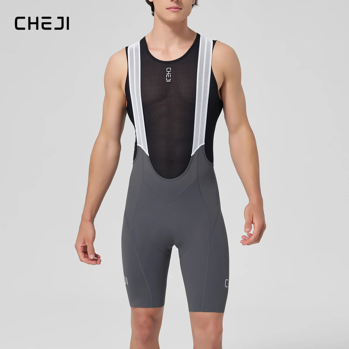 Cheji Men's Cycling Bib Shorts Seamless Construction, Comfortable, Quick-Drying and Breathable