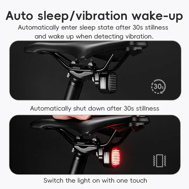 ROCKBROS Bike Rear Light Smart Sync Brake Sense Taillight 12 Modes IPX6 Rechargeable Rear Light MTB Road Cycling Accessories