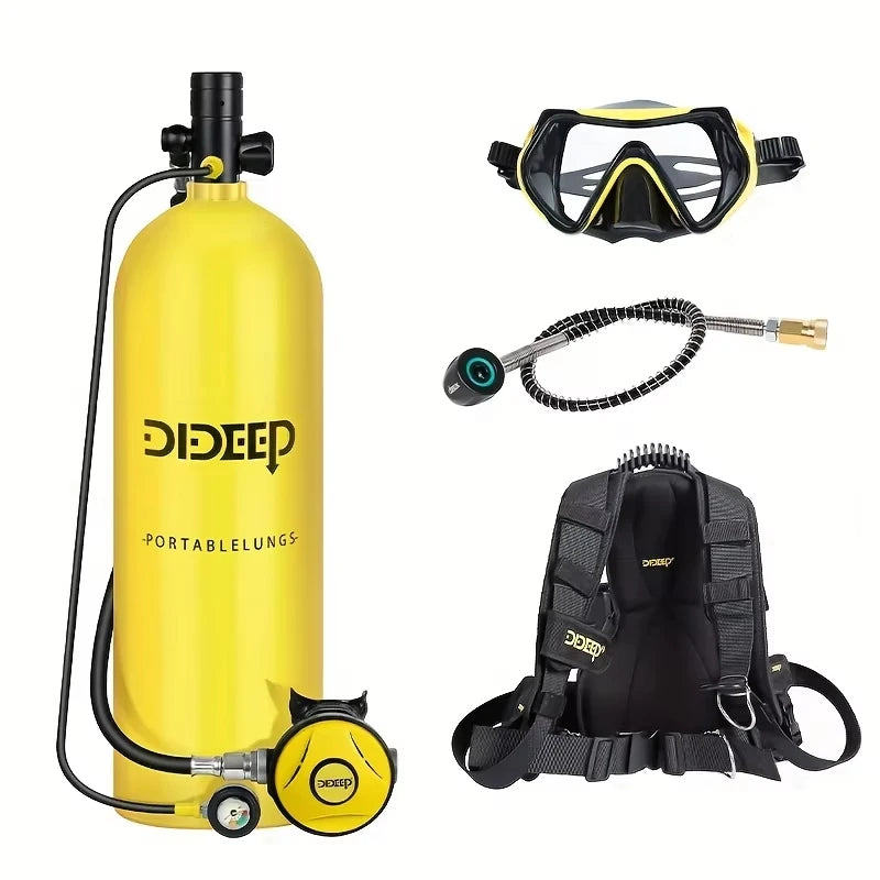 DIDEEP 4L Mini Scuba Diving Tank Set, Up to 40-60Mins Underwater Diving Time, Easy to Use Lung Bottle. Portable Diving Cylinder,Summer Diving for Cooling off ,Suitable for Outdoor Activities and Travel
