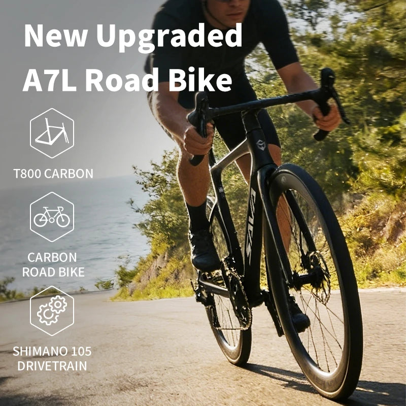 SAVA NEW A7L Carbon Road Bike, Adult Racing Bike, Equipped With Shimano 105 R7100, 24-Speed Hydraulic Brakes
