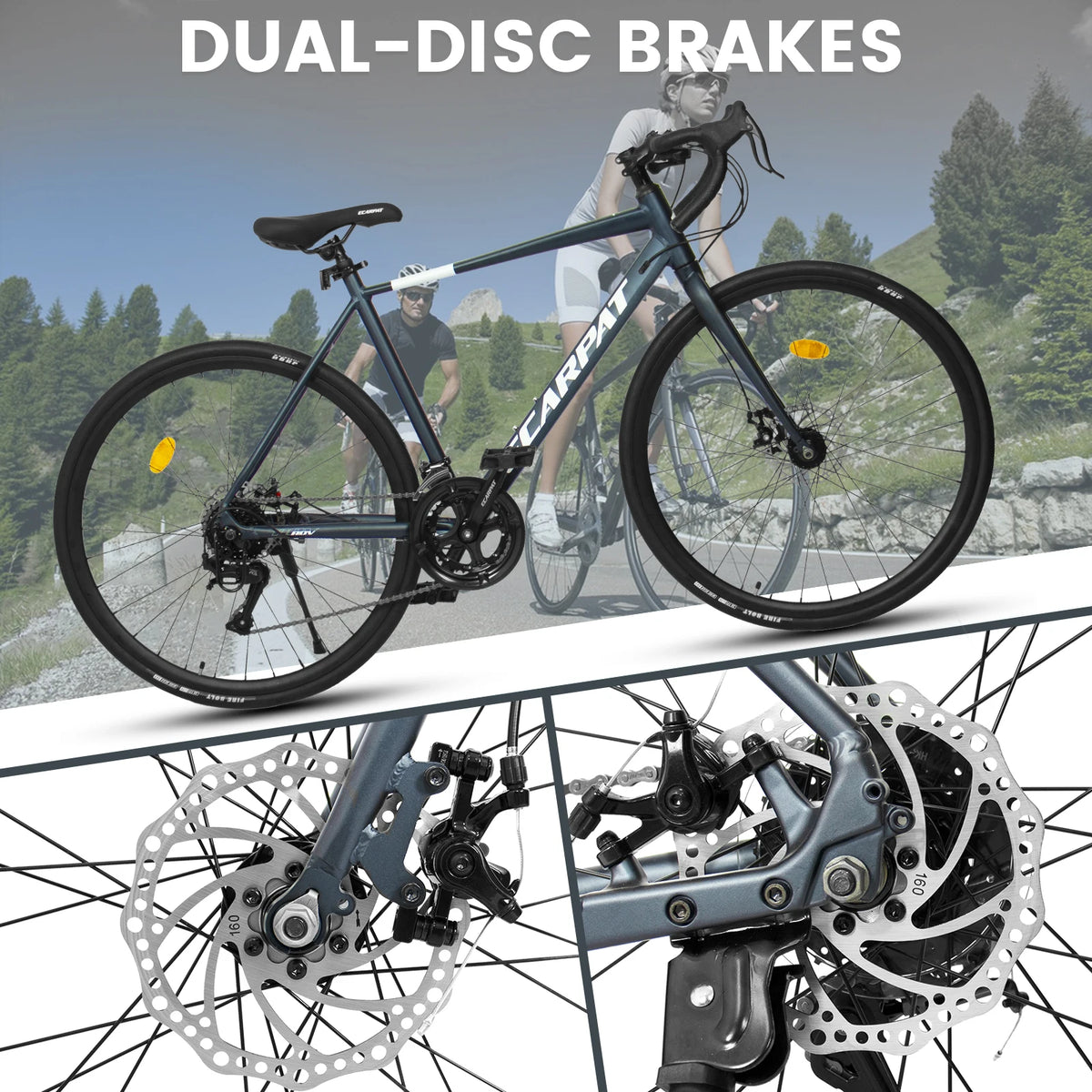 Ecarpat 16 Speed Aluminum Road Bike With Dual Disc Brakes