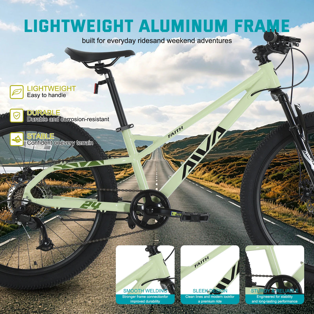 AIVA Hardtail Mountain Bike With Aluminum Frame And Disc Brakes