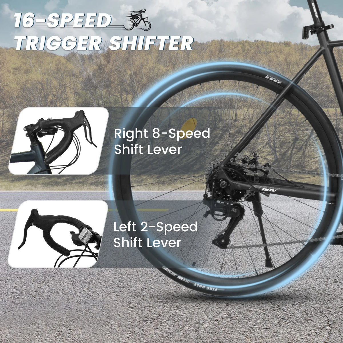 Ecarpat 16 Speed Aluminum Road Bike With Dual Disc Brakes