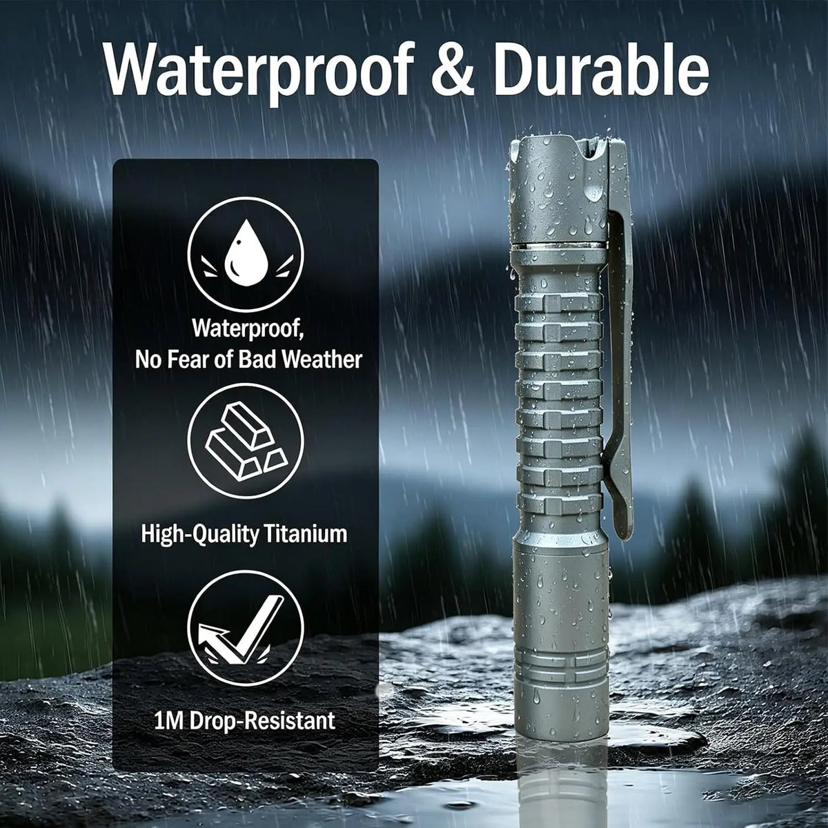 ReyLight Pineapple Mini MK3 Ti Flashlight Nichia 519A 4000K High CRI LED Slim Pocket EDC Torch IP68 Waterproof Titanium Flashlight