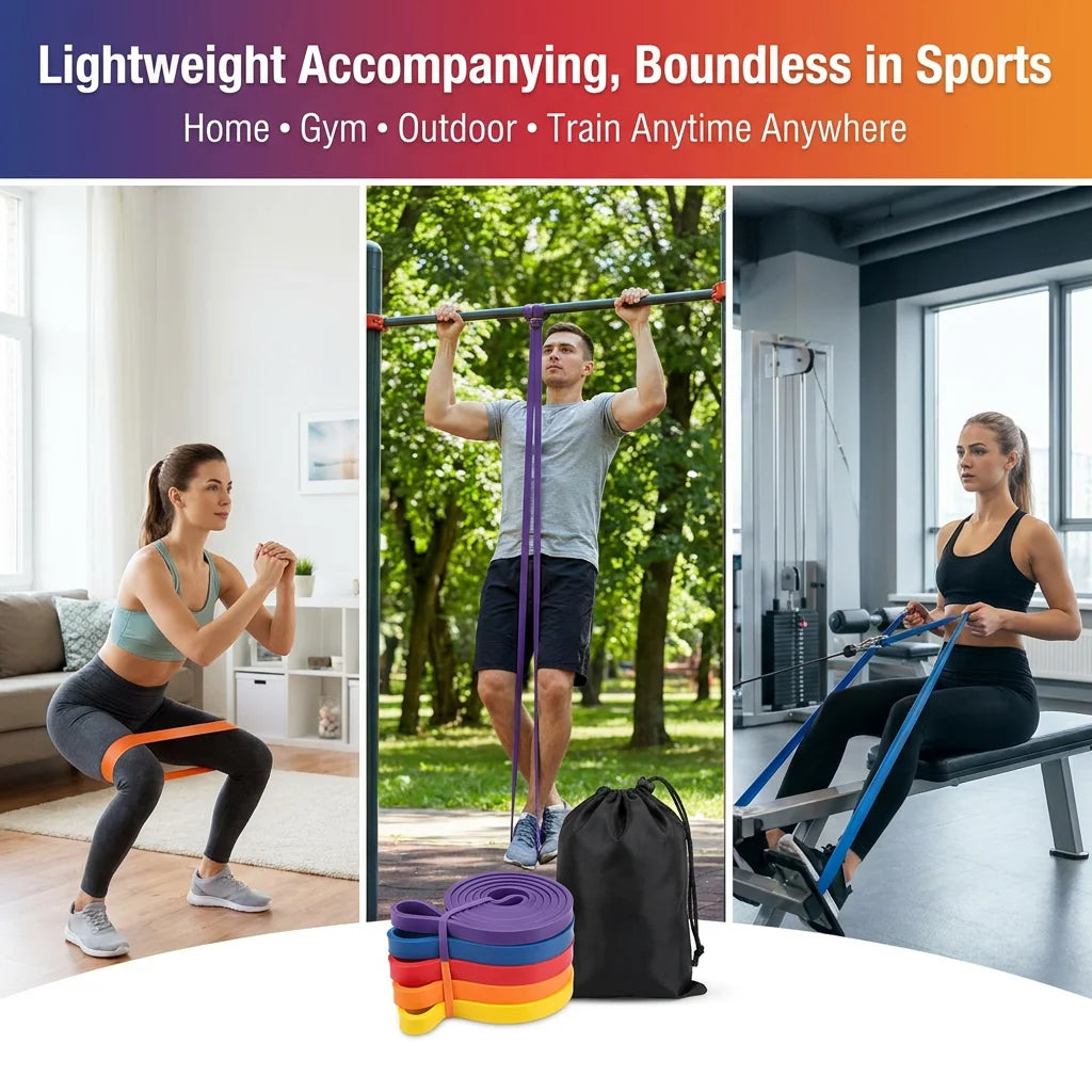 HAPBEAR Pull Up Assistance Bands Set of 5, Heavy Duty TPE Resistance Bands 5-125LBS, Anti-Snap Non-Slip Odorless Workout Bands for Pull Ups, Squat, Bench Press, Shoulder Press, Full Body Muscle Training, Home Gym Outdoor Fitn