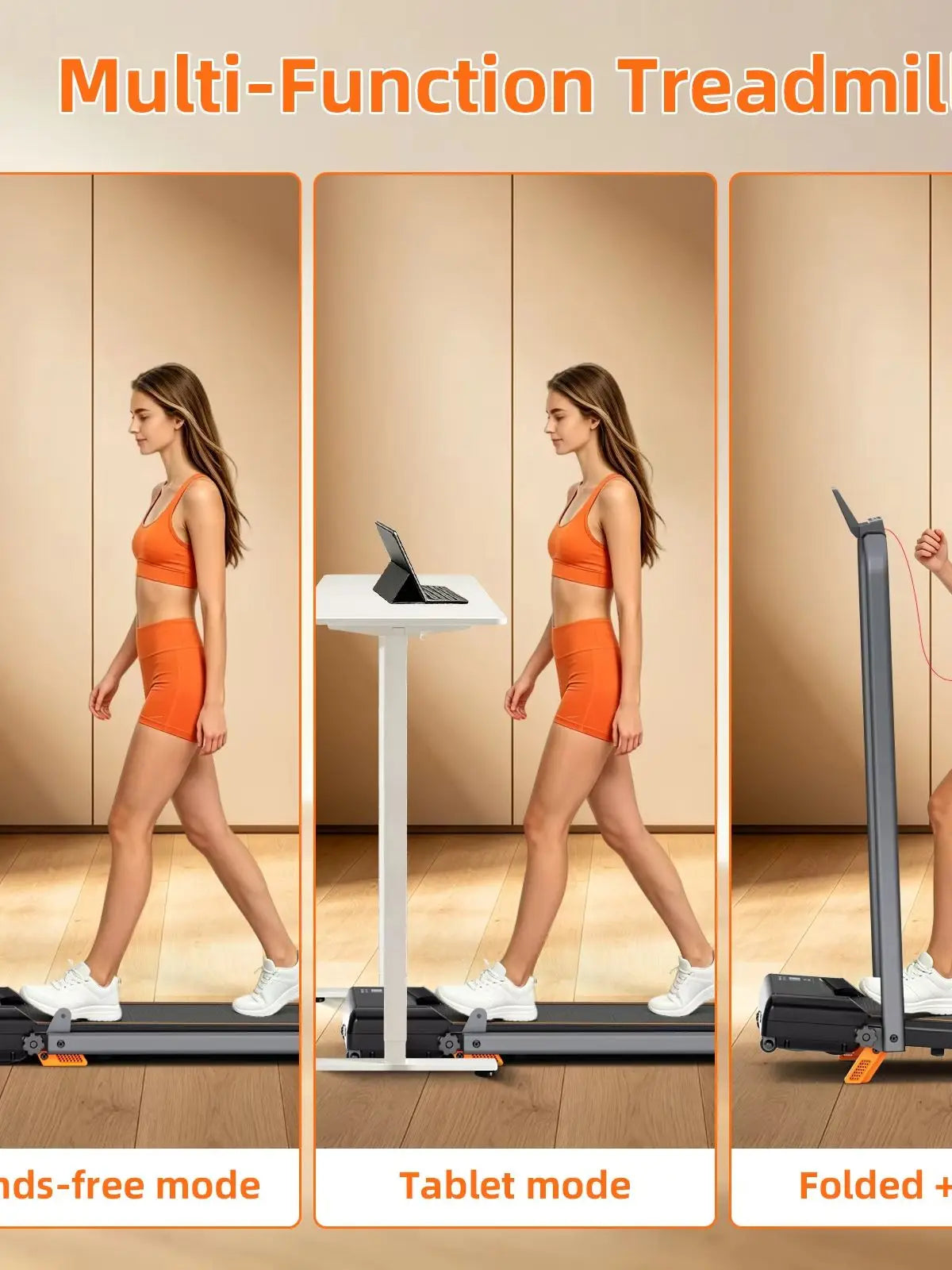 Household Indoor Running Walking Treadmill Machine, Foldable Handrail Home Fitness Equipment, 3.0 HP Peak Power Treadmill with Manual 10% Incline Setting, Quiet Operation  for Apartment Home Workout, Holds up to 330 LBS
