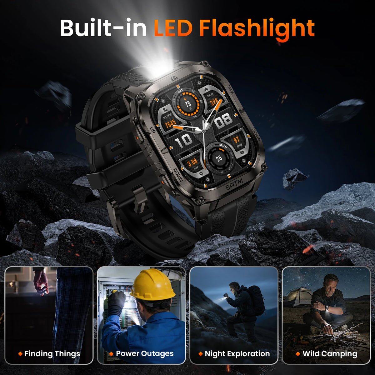 KOSPET Tank M4C GPS Smartwatch With Health Tracking And Flashlight
