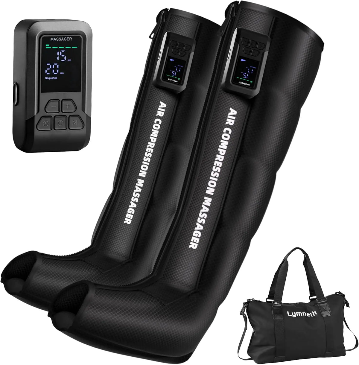 Air Compression Leg Massager for Circulation and Pain Relief, Cordless Full Leg Recovery Boots with Dual Controller