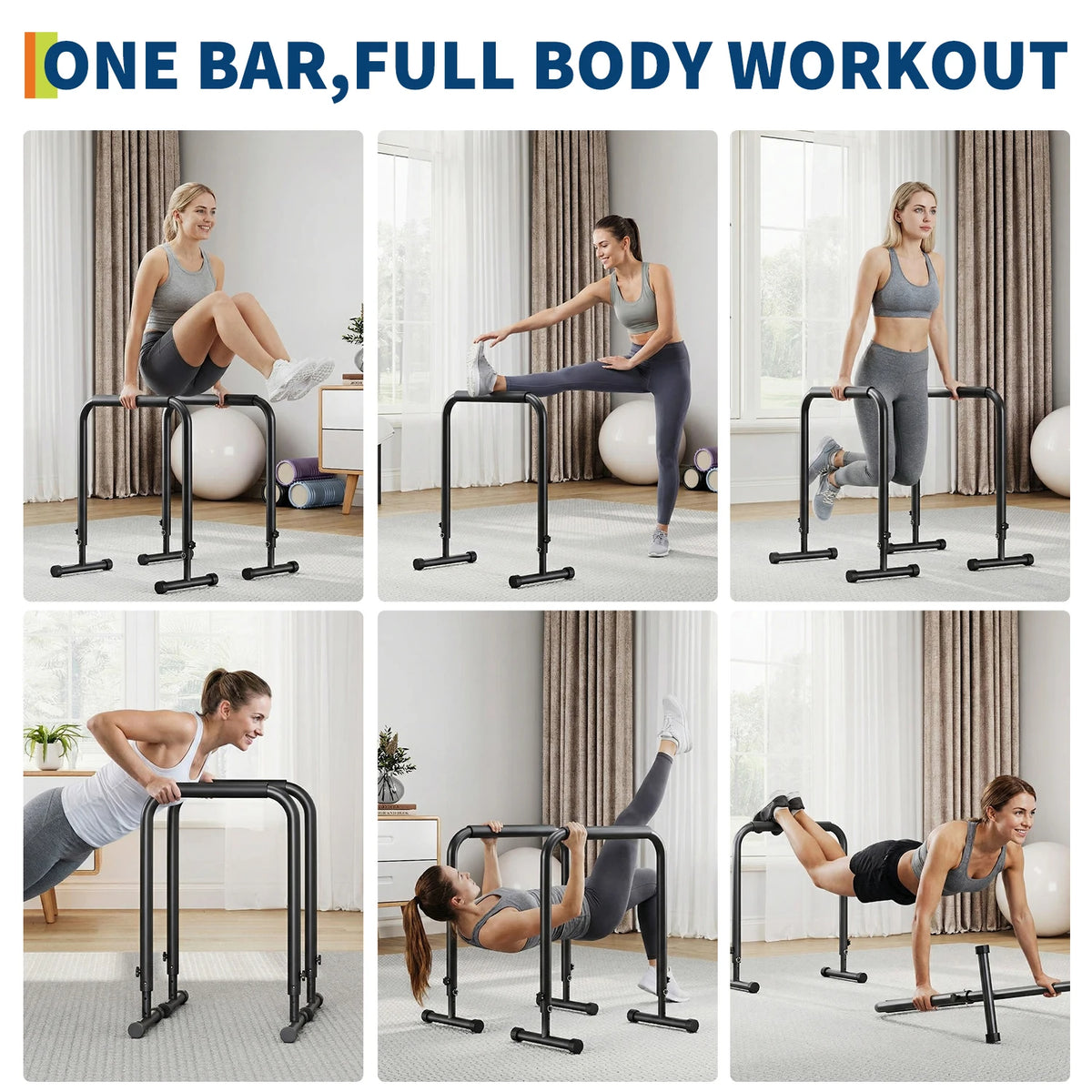 Adjustable Dip Bars with 3 Level Height 32 to 36 inch, 440 lbs Heavy Duty Steel Parallel Push Up Stand, Portable Calisthenics Station for Home Gym Strength Training