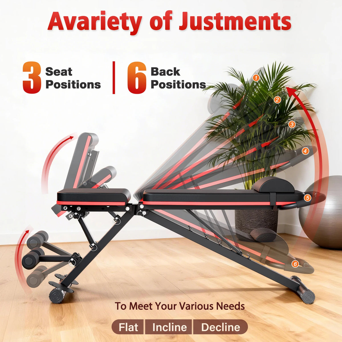 14-in-1 Foldable Dumbbell Bench Weight Pre-Assembled Multi-Functional 1000 lbs 6 Adjustable Levels for Full Body Workout