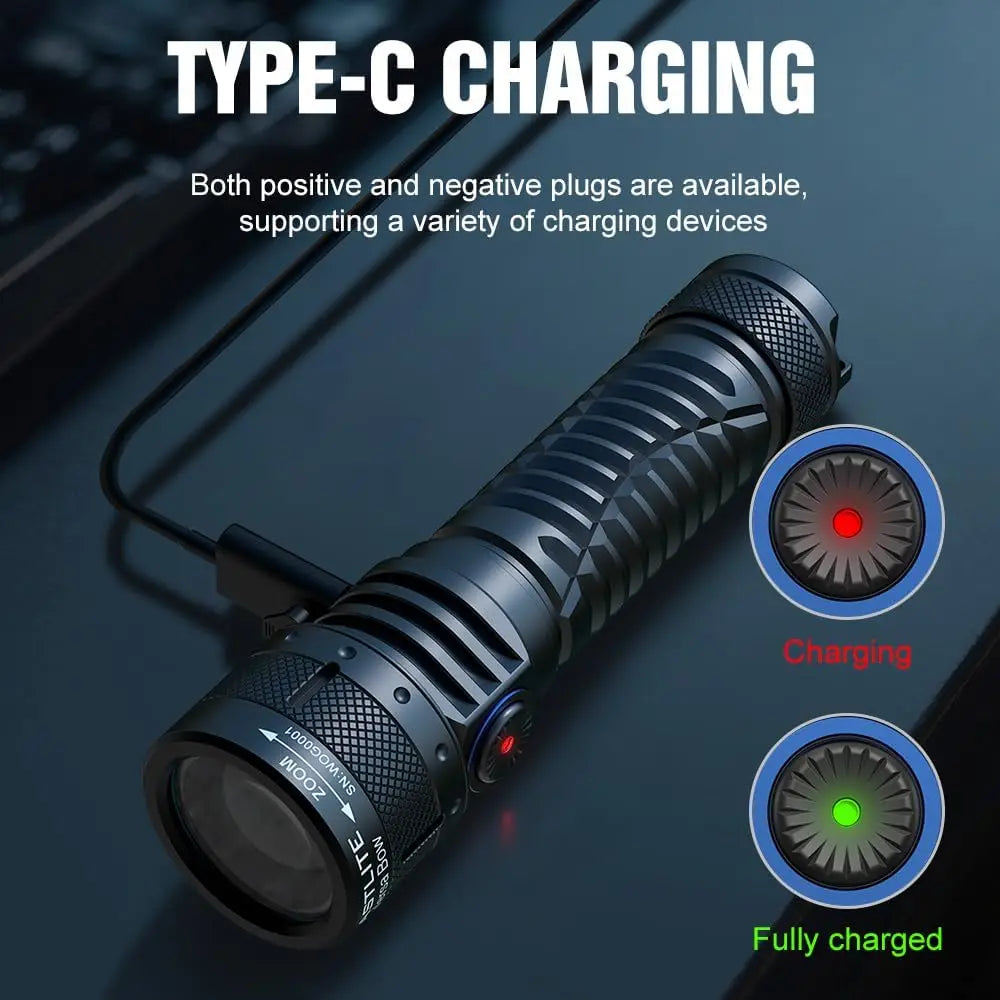 Vastlite Versa Bow Zoom 21700 LEP Flashlight 400LM Outdoor High Power Super Bright Torch Light Long Range Rechargeable Flashlight