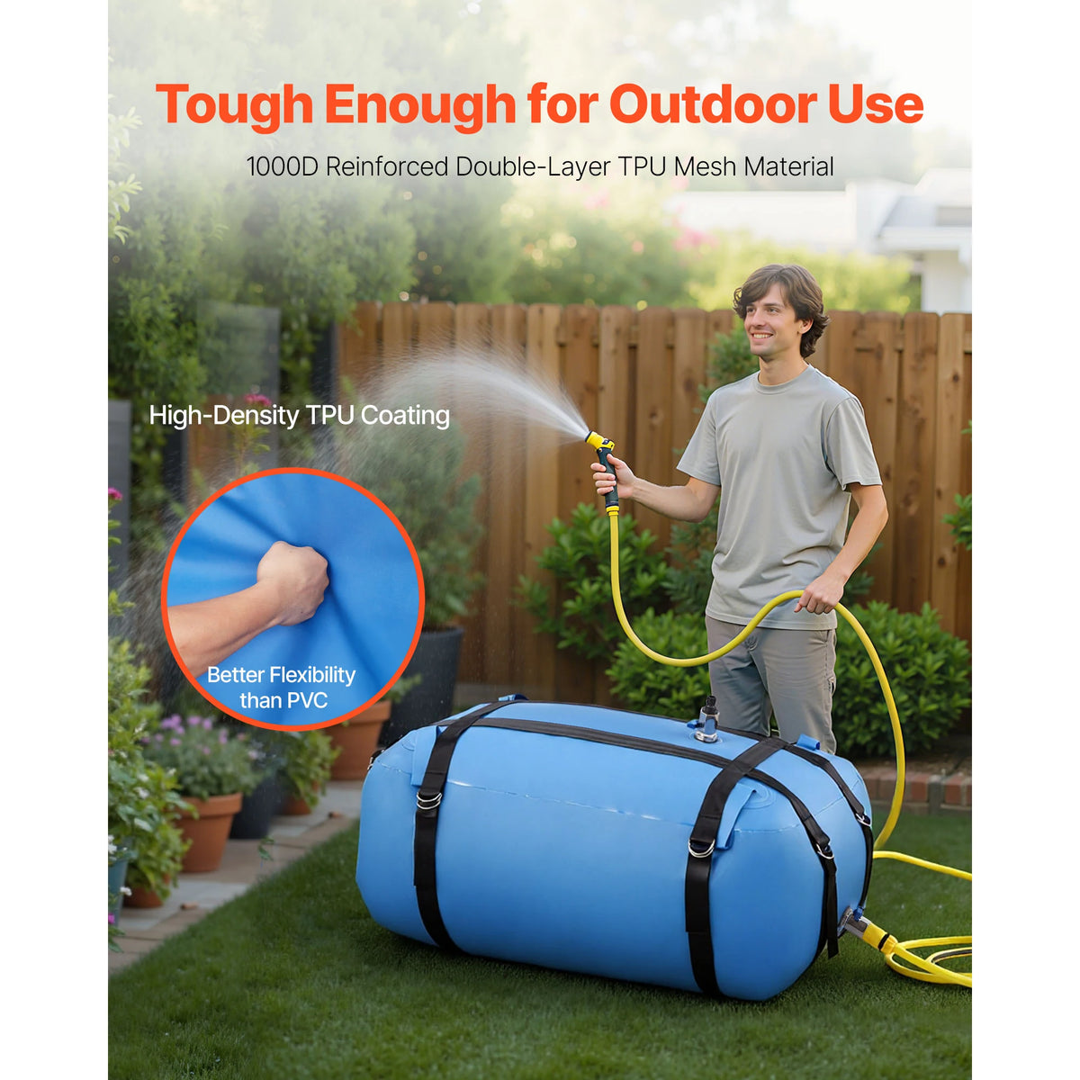 SucceBuy Water Storage Bladder TPU Soft Water Bag Portable & Collapsible Water Storage Containers for Camping Irrigation Outdoor