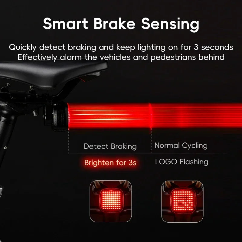ROCKBROS Bike Rear Light Smart Sync Brake Sense Taillight 12 Modes IPX6 Rechargeable Rear Light MTB Road Cycling Accessories