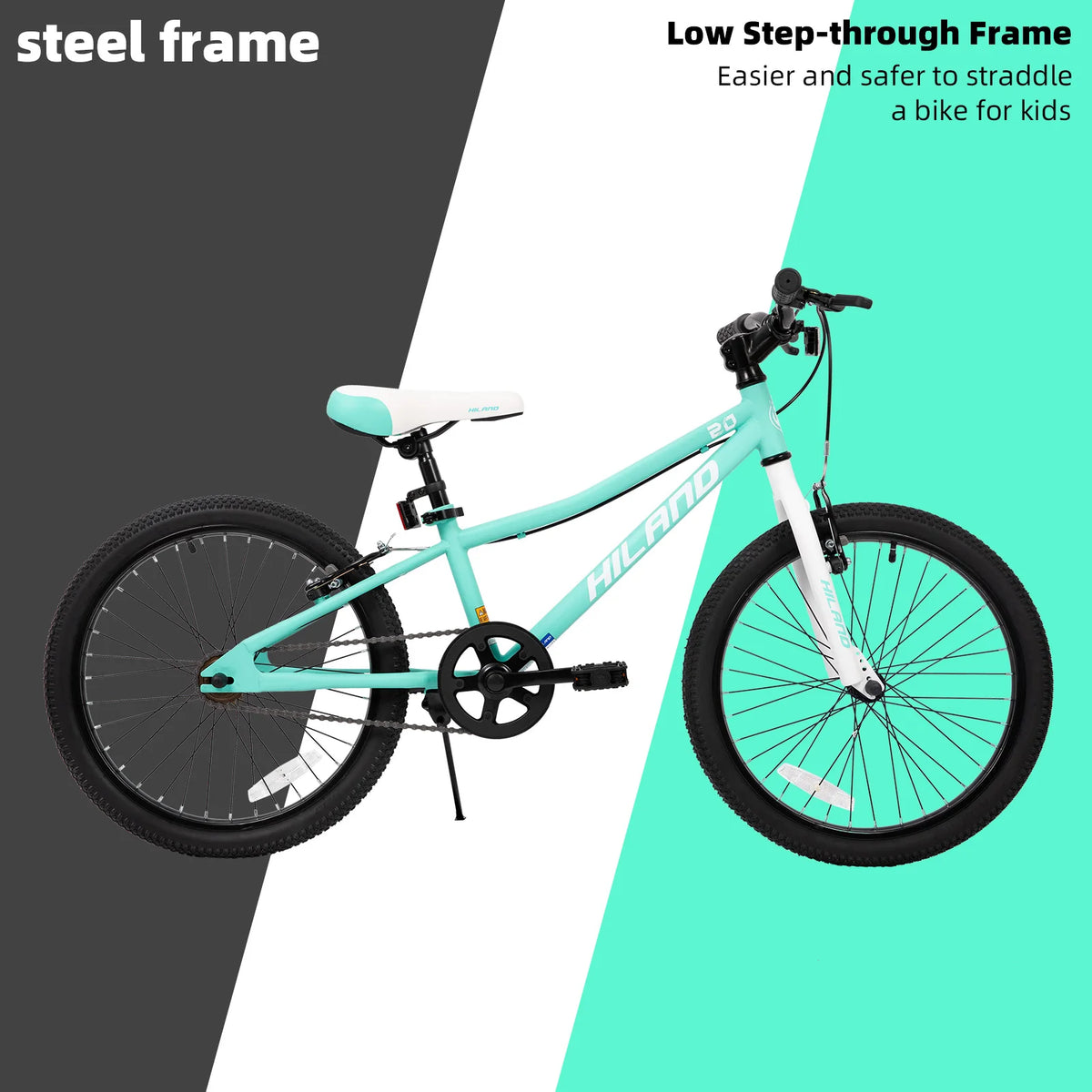 Hiland Kids Mountain Bike With Dual Handbrakes And Kickstand