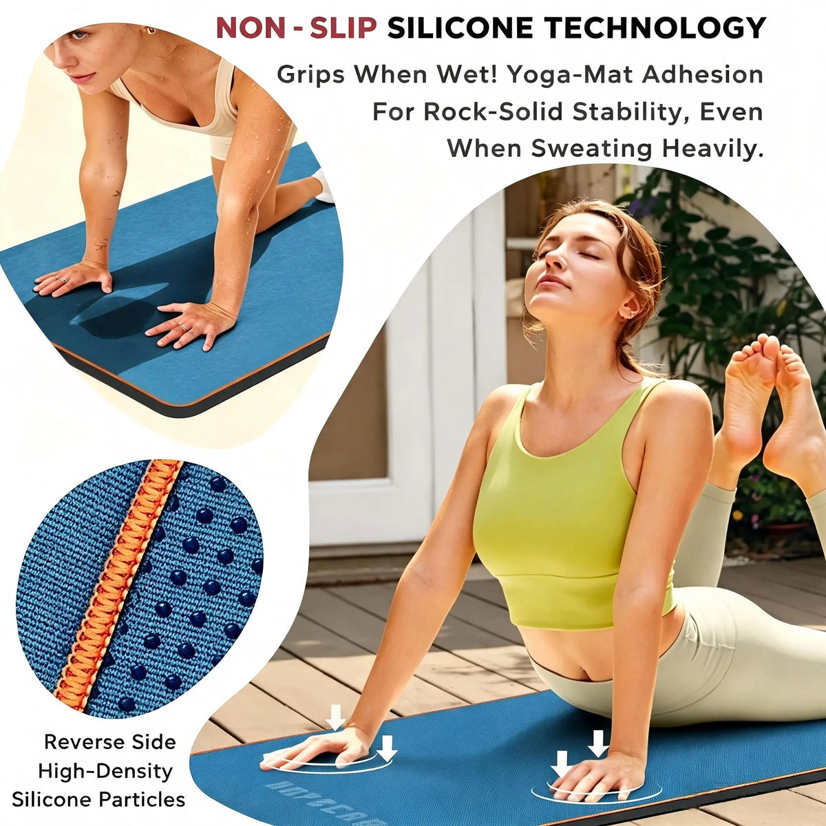 HAPBEAR Non Slip Yoga Mat Towel with Grip Dots & Corner Pockets, 72" x 24" Hot Yoga Towel - Super Absorbent Quick Dry Microfiber Yoga Towel for Hot Yoga, Bikram, Pilates and Gym Workout