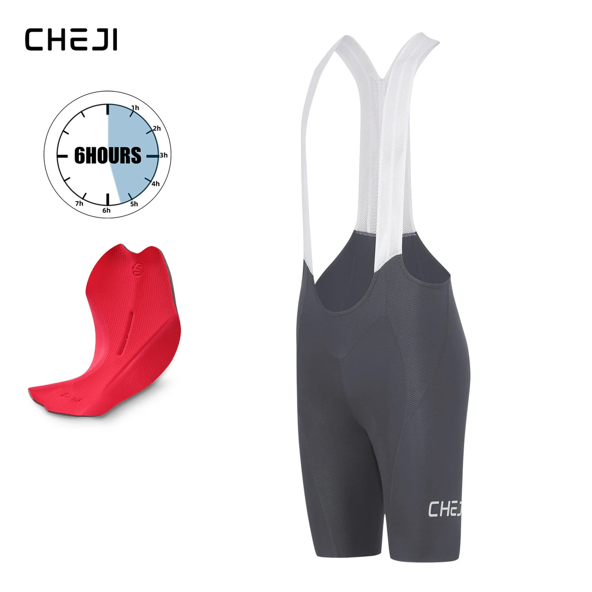 Cheji Men's Cycling Bib Shorts Seamless Construction, Comfortable, Quick-Drying and Breathable