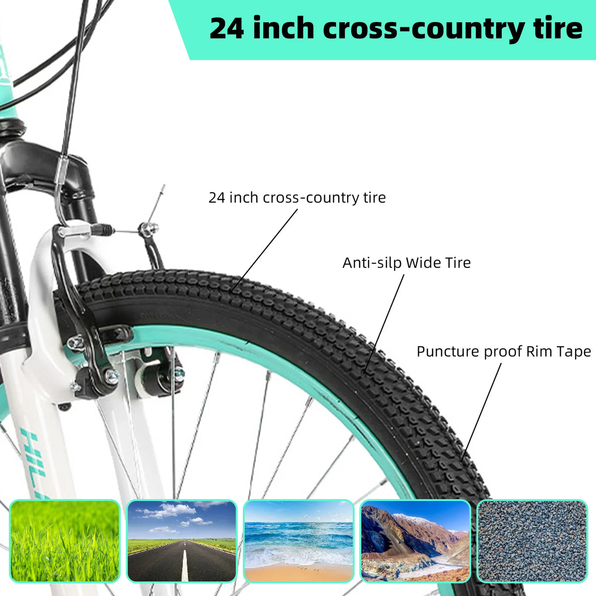 Hiland Kids Mountain Bike With Dual Handbrakes And Kickstand