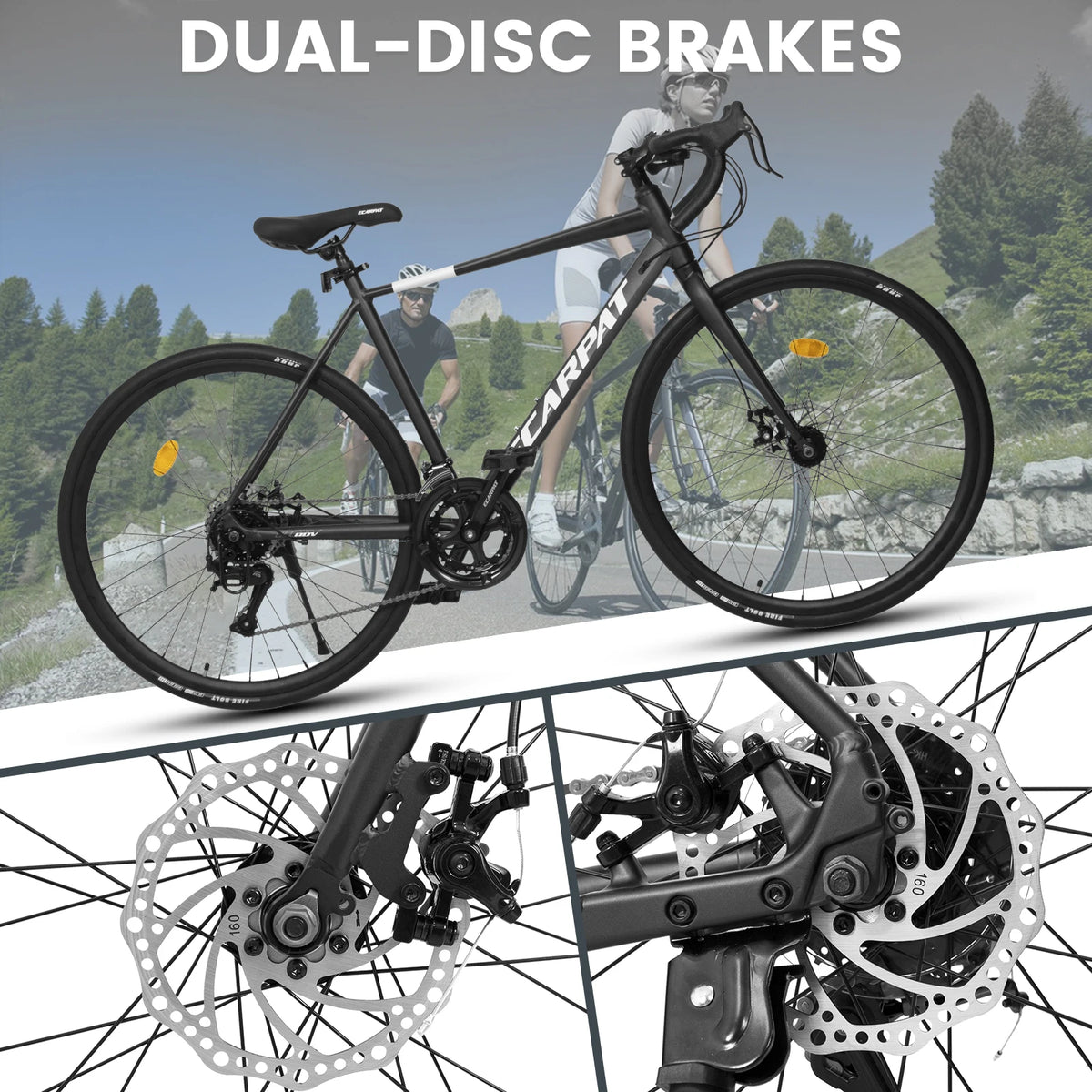 Ecarpat 16 Speed Aluminum Road Bike With Dual Disc Brakes