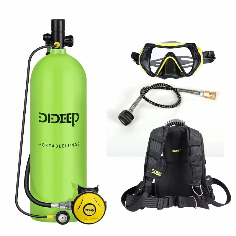DIDEEP 4L Mini Scuba Diving Tank Set, Up to 40-60Mins Underwater Diving Time, Easy to Use Lung Bottle. Portable Diving Cylinder,Summer Diving for Cooling off ,Suitable for Outdoor Activities and Travel