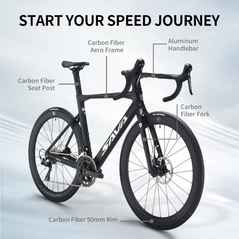 SAVA NEW A7L Carbon Road Bike, Adult Racing Bike, Equipped With Shimano 105 R7100, 24-Speed Hydraulic Brakes