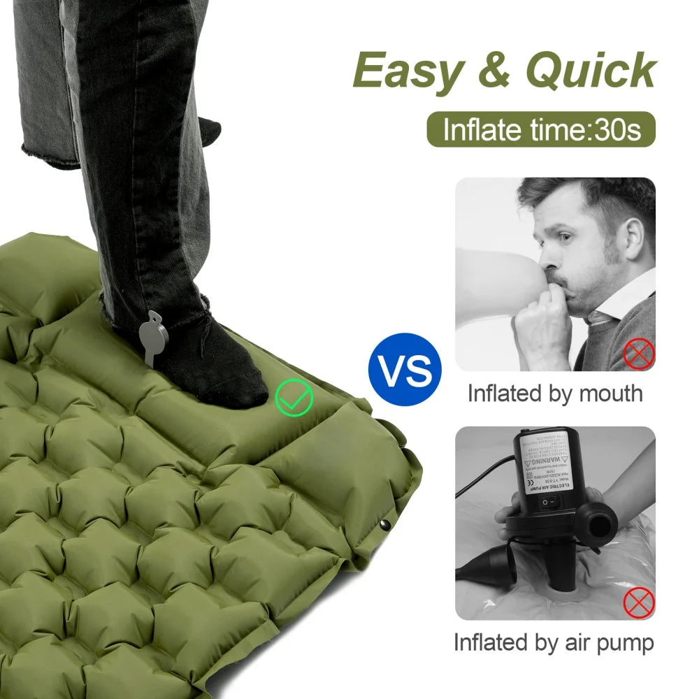 Night Cat Inflatable Sleeping Pad With Pillow And Foot Pump
