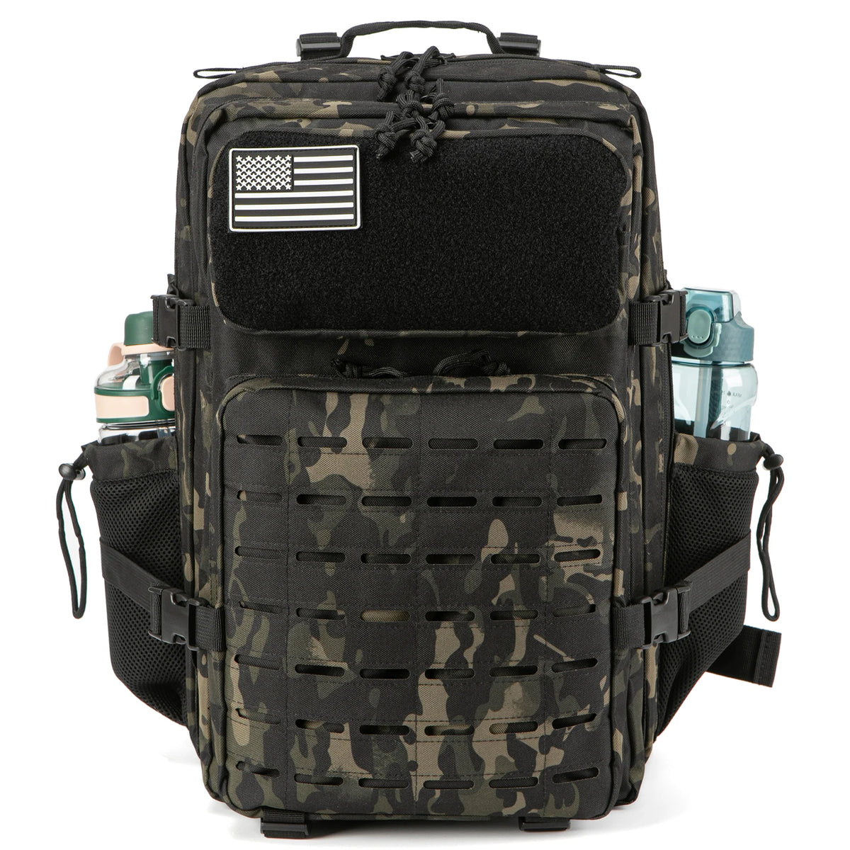 45L Men's Tactical Backpack with Double Cup Holder Hunting Backpack Outdoor Camping Gear Backpack Hiking Survival Backpack
