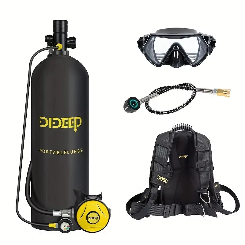 DIDEEP 4L Mini Scuba Diving Tank Set, Up to 40-60Mins Underwater Diving Time, Easy to Use Lung Bottle. Portable Diving Cylinder,Summer Diving for Cooling off ,Suitable for Outdoor Activities and Travel