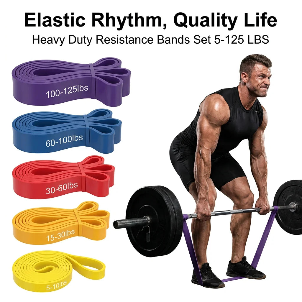 HAPBEAR Pull Up Assistance Bands Set of 5, Heavy Duty TPE Resistance Bands 5-125LBS, Anti-Snap Non-Slip Odorless Workout Bands for Pull Ups, Squat, Bench Press, Shoulder Press, Full Body Muscle Training, Home Gym Outdoor Fitn